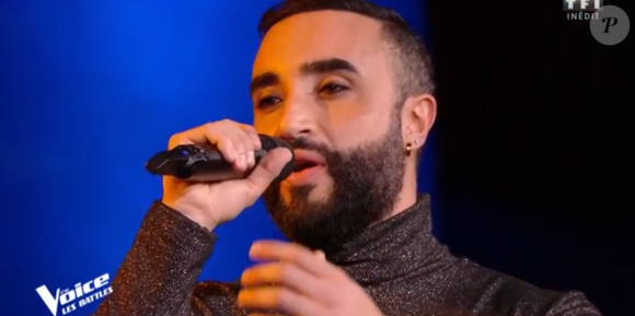 Matteo et Margau lors des battles de "The Voice 2020" - Talents de Lara Fabian. Emission du samedi 28 mars 2020, TF1