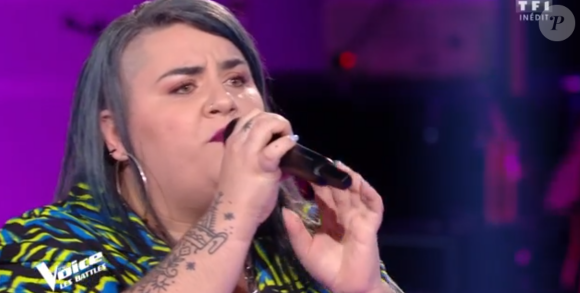 Melba et Anna lors des battles de "The Voice 2020" - Talents de Amel Bent. Emission du samedi 28 mars 2020, TF1