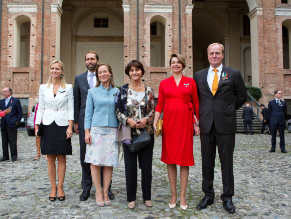 La princesse Maria Teresa de Bourbon-Parme en famille à Piacenza en Italie, en 2013.