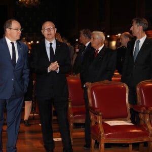 Exclusif - Le prince Albert II de Monaco, Serge Telle (Ministre d'Etat) - Cérémonie des Aquariums du Monde et lancement de la coalition mondiale pour la biodiversité au Musée océanographique de Monaco le 3 mars 2020. © Claudia Albuquerque / Bestimage