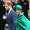 Le prince Harry, duc de Sussex, et Meghan Markle, duchesse de Sussex - La famille royale d'Angleterre lors de la cérémonie du Commonwealth en l'abbaye de Westminster à Londres, le 9 mars 2020.