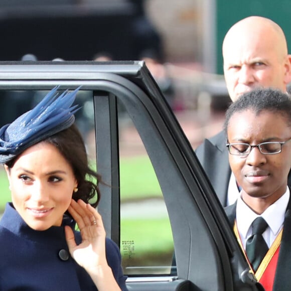 Meghan Markle, duchesse de Sussex - Les invités arrivent à la chapelle St. George pour le mariage de la princesse Eugenie d'York et Jack Brooksbank au château de Windsor, Royaume Uni, le 12 octobre 2018.  Celebs arriving at St George's Chapel in Windsor Castle, UK for the wedding of Princess Eugenie and Jack Brooksbank12/10/2018 - Windsor