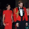 Le prince Harry, duc de Sussex, et Meghan Markle, duchesse de Sussex assistent au festival de musique de Mountbatten au Royal Albert Hall de Londres, Royaume Uni, le 7 mars 2020. Sa tenue (dont une robe Safiyaa) est estimée à 3180 euros.