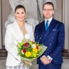 La princesse Victoria de Suède et le prince Daniel lors de la cérémonie des Crown Princesses Name Day au palais royal à Stockholm le 12 mars 2020.