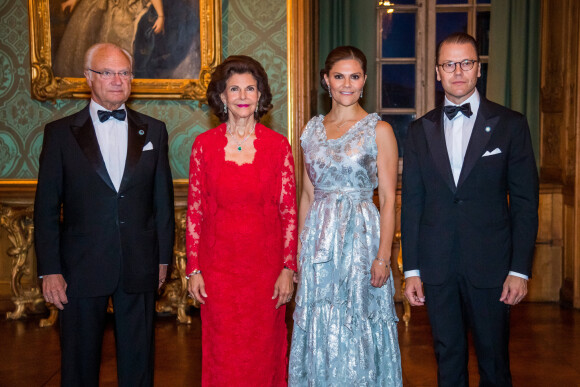 La reine Silvia de suède, le roi Carl Gustav de Suède, le prince Daniel de Suède, la princesse Victoria de Suède lors du dîner annuel au palais royal à Stockholm le 20 septembre 2019. 20/09/2019 - Stockholm