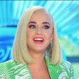 Katy Perry partage la nouvelle de sa grossesse avec les jurés de "American Idol", Lionel Richie et Luke Bryan à Los Angeles, le 9 mars 2020