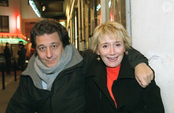 Marie-Anne Chazel et Christian Clavier à Paris à l'occasion de la pièce "L'arrivée à New York" au théâtre Montparnasse. Le 14 février 2001.