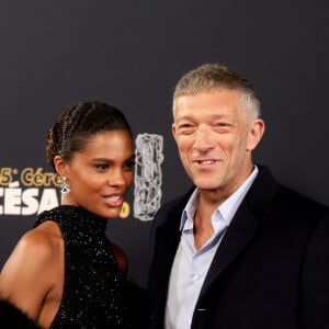 Vincent Cassel et sa femme Tina Kunakey lors du photocall lors de la 45e cérémonie des César à la salle Pleyel à Paris le 28 février 2020 © Dominique Jacovides / Olivier Borde / Bestimage