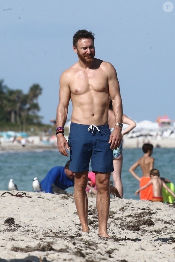 David Guetta profite d'une belle journée ensoleillée sur une plage à Miami. Le 19 novembre 2018