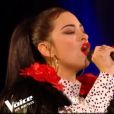 Pia et Nessa lors des battles de "The Voice 2020" - Talents de Pascal Obispo. Emission du samedi 28 mars 2020, TF1
