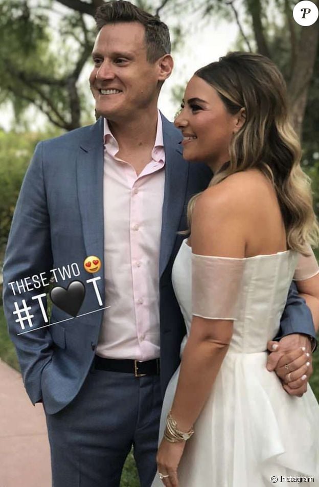 Trevor Engelson et sa nouvelle femme Tracey Kurland lors de leur mariage à Los Angeles le 6 octobre 2018. Photo publiée sur Instagram par une amie du couple.