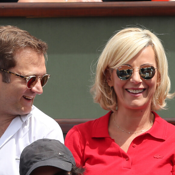 Renaud Capuçon et sa femme Laurence Ferrari - Les célébrités dans les tribunes lors des internationaux de France de Roland-Garros à Paris, le 4 juin 2017. © Dominique Jacovides-Cyril Moreau/Bestimage