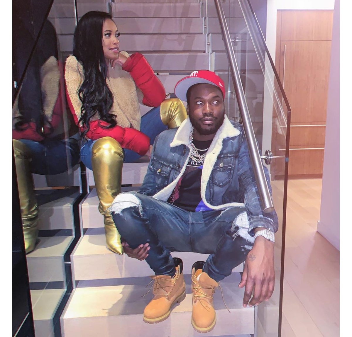 Photo Meek Mill et sa compagne Milan Harris. Mai 2020. Purepeople
