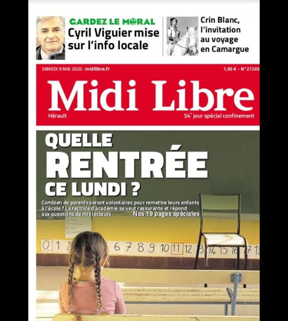 Cyril Viguier sur la Une de "Midi Libre", édition du 9 mai 2020.