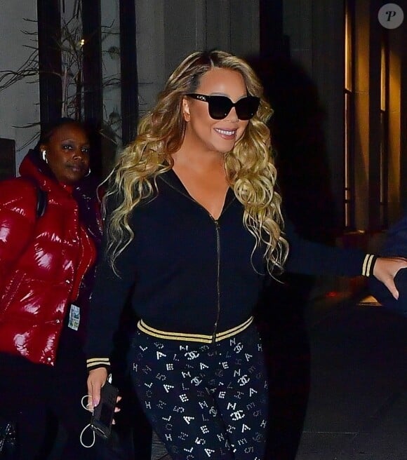 Exclusif - Mariah Carey sort dîner avec des amis à New York, le 14 janvier 2020.