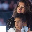 Exclusif - Noura El Shwekh, la femme de Jo-Wilfried Tsonga et leur fils Sugar dans les tribunes du tournoi de tennis Rolex Paris Masters à l'AccorHotels Arena à Paris le 31 octobre 2019.