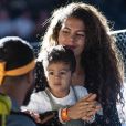 Exclusif - Noura El Shwekh, la femme de Jo-Wilfried Tsonga et leur fils Sugar dans les tribunes du tournoi de tennis Rolex Paris Masters à l'AccorHotels Arena à Paris le 31 octobre 2019.