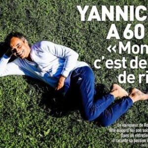 Yannick Noah en couverture de "L'Equipe" le 18 mai 2020 pour ses 60 ans. L'ancien champion de tennis avait prévu de faire une "teuf" avec ses 5 enfants mais la pandémie de coronavirus a compromis ses plans.