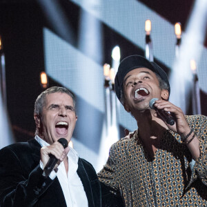 Exclusif - Yannick Noah et Julien Clerc - Enregistrement de l'émission "Rendez vous avec Julien Clerc" au Théâtre du Châtelet à Paris, qui sera diffusée le 29 novembre sur France 3. Le 24 octobre 2019. © Cyril Moreau / Bestimage