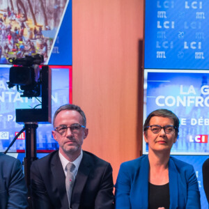 Anne Hidalgo, candidate socialiste sortante, Rachida Dati, candidate LR - Elections municipales - Grand débat avec tous les candidats à la mairie de Paris sur la chaine LCI le 4 mars 2020. © Jacques Witt / Pool / Bestimage