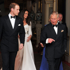 Le prince William, Kate Middleton, le prince Charles - Réception de mariage du prince William et Kate Middleton à palais de Buckingham, le 29 avril 2011.