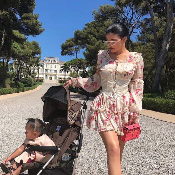 Kylie Jenner, Travis Scott et leur fille Stormi à l'Hôtel du Cap-Eden-Roc à Antibes. Le 14 août 2019.