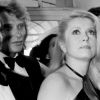 Lino Ventura, Johnny Hallyday, Catherine Deneuve et Jacques Dutronc lors de la soirée de clôture du Festival de Cannes en 1979.
