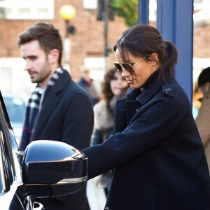 Exclusif - Meghan Markle, enceinte, est allée déjeuner avec son nouveau directeur adjoint de la Communication Christian Jones dans un restaurant à l'ouest de Londres le 17 janvier 2019.