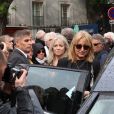 Babette, la femme de Dick Rivers, Natala, la fille de Dick Rivers lors des obsèques de Dick Rivers en l'église Saint-Pierre de Montmartre à Paris le 2 mai 2019.