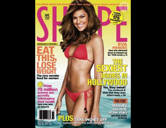 Eva Mendes en couverture de Shape, mars 2007