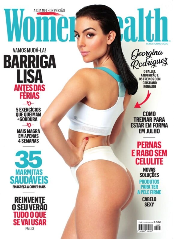 Georgina Rodriguez en couverture de l'édition portugaise du magazine Women's Health. Numéro de mai/juin 2020.