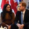 Le prince Harry, duc de Sussex, et Meghan Markle, duchesse de Sussex, en visite à la Canada House à Londres. Le 7 janvier 2020