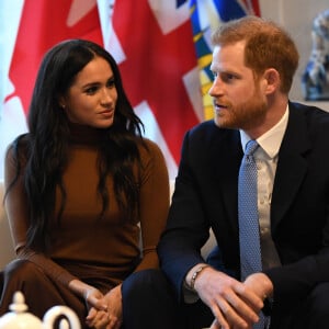 Le prince Harry, duc de Sussex, et Meghan Markle, duchesse de Sussex, en visite à la Canada House à Londres. Le 7 janvier 2020