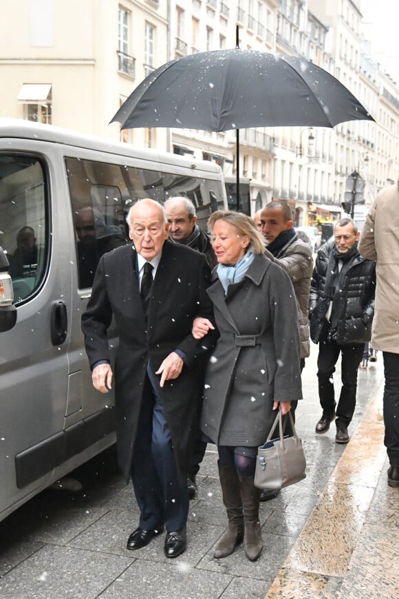 Exclusif - Valéry Giscard d'Estaing - Obsèques de Xavier Gouyou-Beauchamps en l'église Saint-Roch à Paris. Le 22 janvier 2019