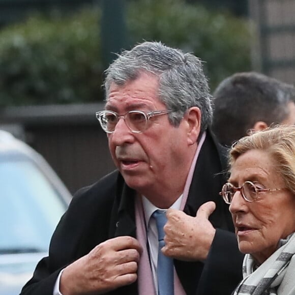 Patrick Balkany et sa femme Isabelle - Obsèques de Andrée Sarkozy (mère de N.Sarkozy), dite Dadue née Andrée Mallah, en l'église Saint-Jean-Baptiste à Neuilly-Sur-Seine. Le 18 décembre 2017.