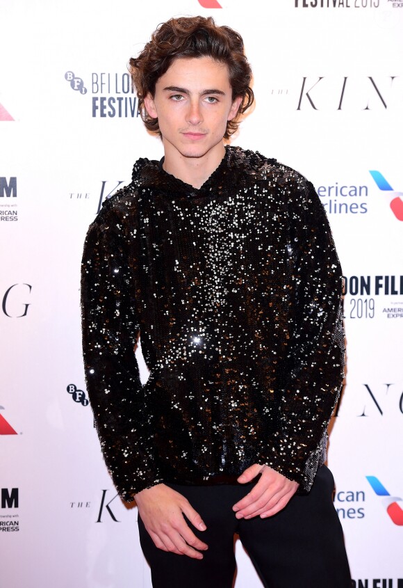 Timothée Chalamet à l'avant-première du film "Le Roi" à Londres, le 3 octobre 2019.