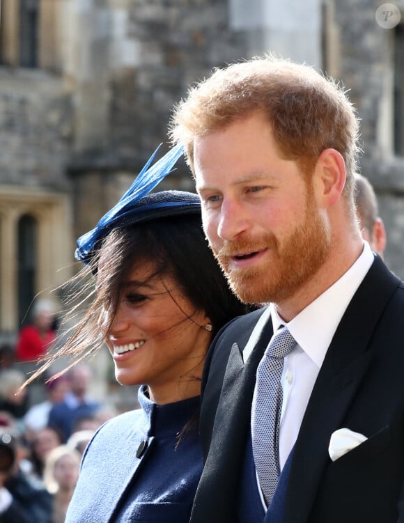 Le prince Harry, duc de Sussex, et Meghan Markle, duchesse de Sussex - Sorties après la cérémonie de mariage de la princesse Eugenie d'York et Jack Brooksbank en la chapelle Saint-George au château de Windsor, Royaume Uni, le 12 octobre 2018.