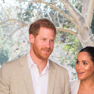 Le prince Harry, duc de Sussex, et Meghan Markle (enceinte), duchesse de Sussex en visite au "Andalusian Gardens" à Rabat lors de leur voyage officiel au Maroc 25 February 2019.