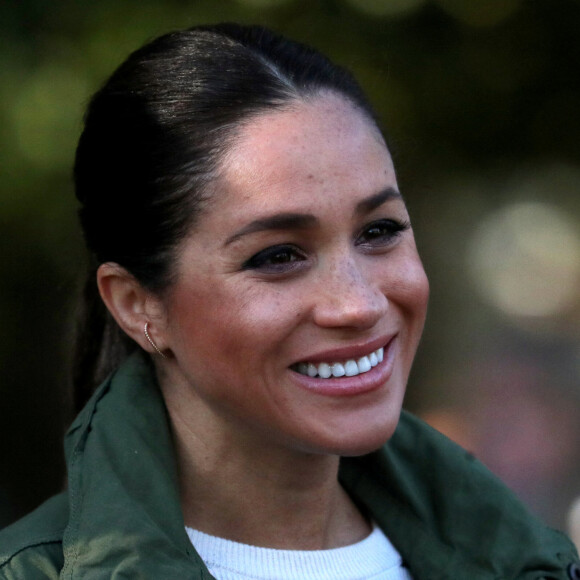 Meghan Markle (enceinte), duchesse de Sussex en visite à la Fédération Royale Marocaine de Sports Equestres à Rabat, lors de leur voyage officiel au Maroc. Le 25 février 2019