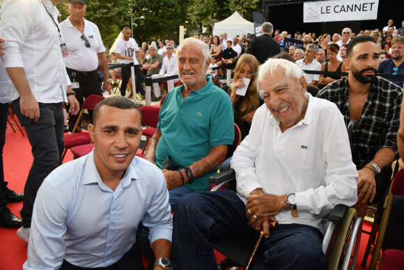 Exclusif - Brahim Asloum, Jean-Paul Belmondo, Charles Gérard et Adil Rami - Gala de boxe "No Limit Episode IX" organisé par B. Asloum (ancien champion du monde de boxe) en plein air au théâtre Tivol au Cannet le 18 juillet 2019. © Bruno Bebert/Bestimage