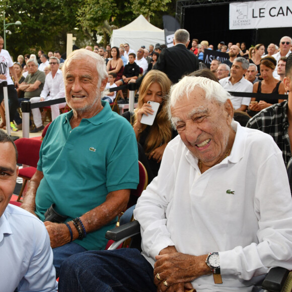 Exclusif - Brahim Asloum, Jean-Paul Belmondo, Charles Gérard et Adil Rami - Gala de boxe "No Limit Episode IX" organisé par B. Asloum (ancien champion du monde de boxe) en plein air au théâtre Tivol au Cannet le 18 juillet 2019. © Bruno Bebert/Bestimage