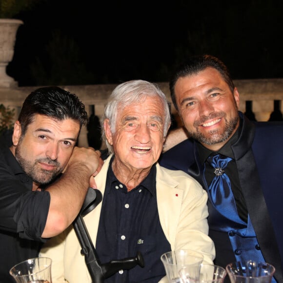 Exclusif - Jeff Domenech, Jean-Paul Belmondo, Sebastien Frey - Jean-Paul Belmondo était l'invité d'honneur du mariage ddu footballeur Sébastien Frey avec Petra au Château Saint Georges à Grasse le 29 juin 2019. Sébastien Frey était un footballeur français qui évoluait au poste de gardien de but. © Denis Guignebourg/Bestimage
