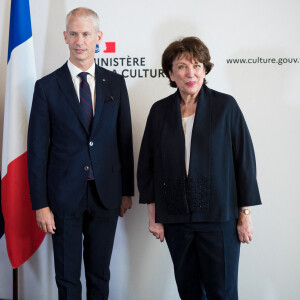 Passation de pouvoirs entre Franck Riester et Roselyne Bachelot au Ministère de la Culture à Paris. Le 6 juillet 2020