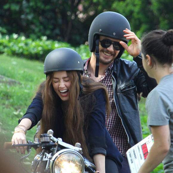 James Franco et Amber Heard sur le tournage du film "The Adderall Diaries" à New York, le 4 juin 2014.