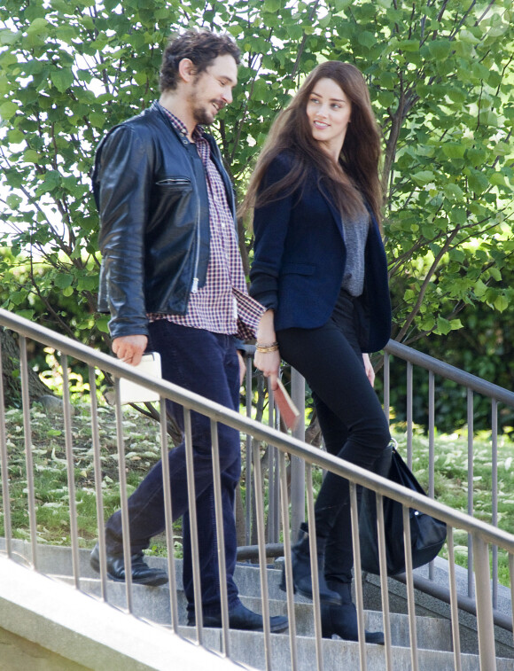 James Franco et Amber Heard sur le tournage du film "The Adderall Diaries" à New York, le 4 juin 2014.