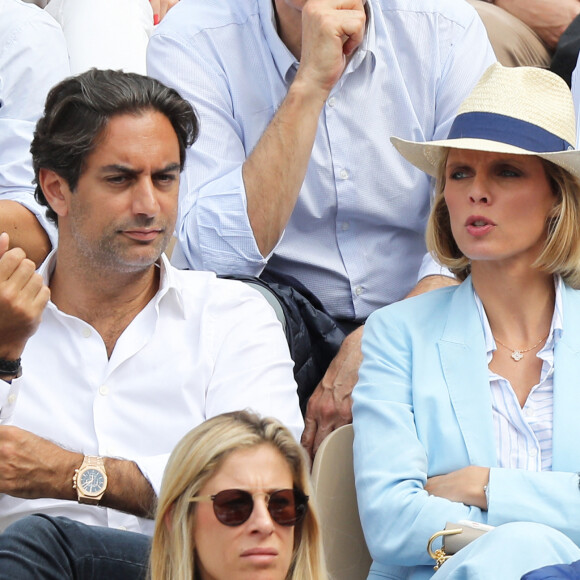 Sylvie Tellier et son mari Laurent dans les tribunes des internationaux de France de tennis de Roland Garros à Paris, France, le 9 juin 2019. © Jacovides-Moreau/Bestimage