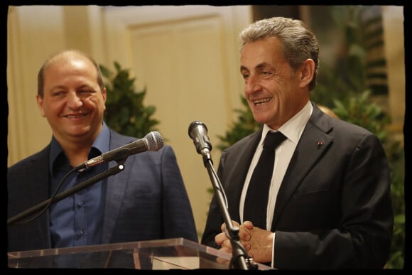 Exclusif - Nicolas Sarkozy, Rodolphe Oppenheimer - Nicolas Sarkozy se voit décerner le 13e Prix Edgar Faure, lors d'une cérémonie organisée à la mairie du XVIème arrondissement. Paris le 12 novembre 2019. © Alain Guizard/Bestimage