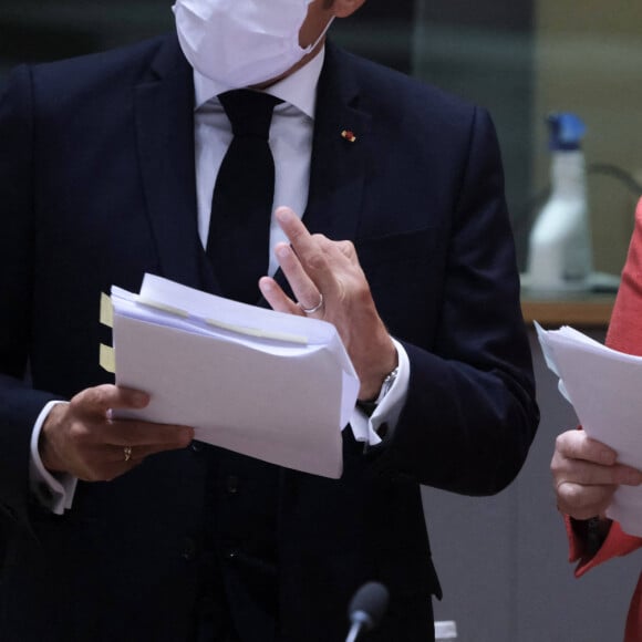 Le président français Emmanuel Macron et la chancelière allemande Angela Merkel - Sommet de l'Union Européenne à Bruxelles. Le 20 juillet 2020 © Imago / Panoramic / Bestimage