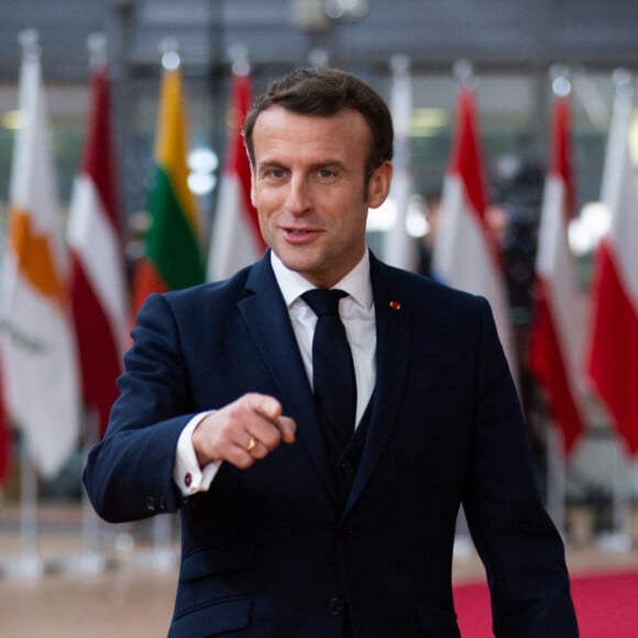 Le Président français Emmanuel Macron arrive au Sommet européen à Bruxelles. Belgique, Bruxelles, 20 février 2020 © Alain Rolland / Imagebuzz / Bestimage