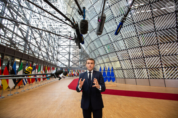 Le Président français Emmanuel Macron arrive au Sommet européen à Bruxelles. Belgique, Bruxelles, 20 février 2020 © Alain Rolland / Imagebuzz / Bestimage